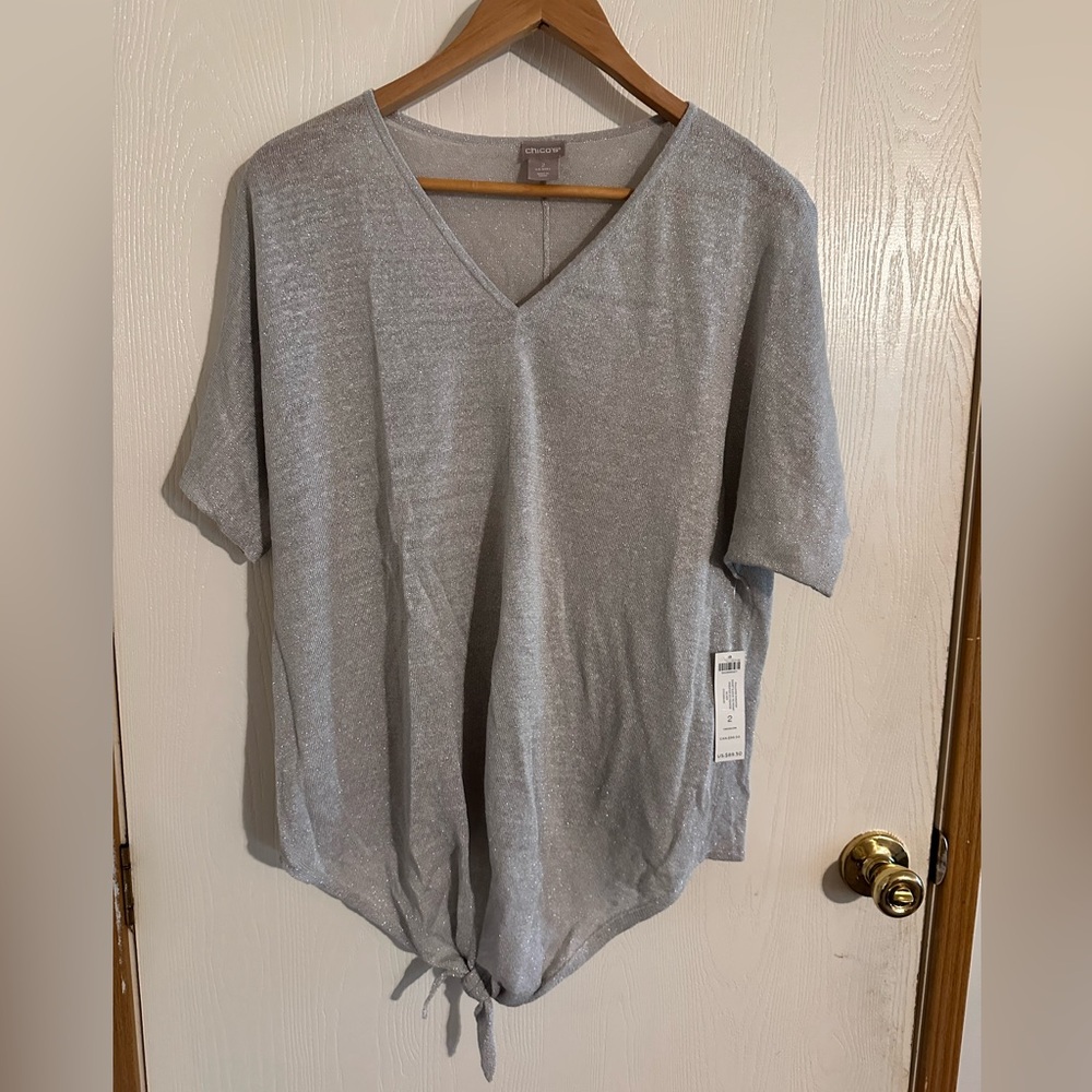Silver top Chicos, NWT, size 2